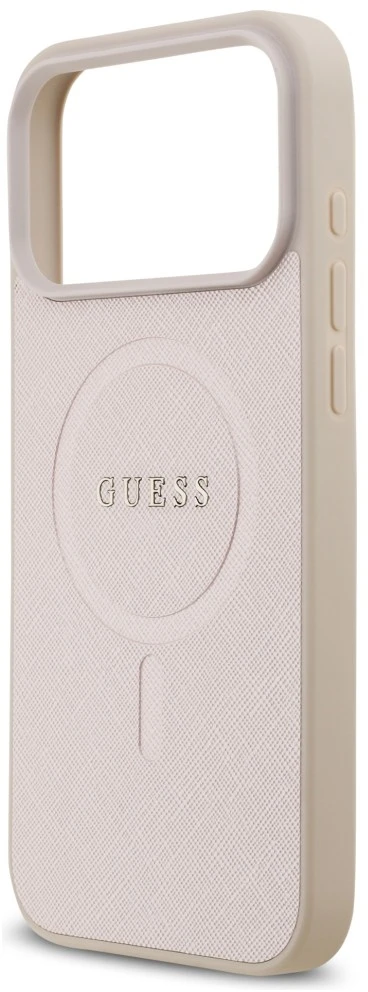 Dėklas Guess Saffiano Classic Logo MagSafe do iPhone 18 Pro Max / iPhone 17 Pro Max rožinė
