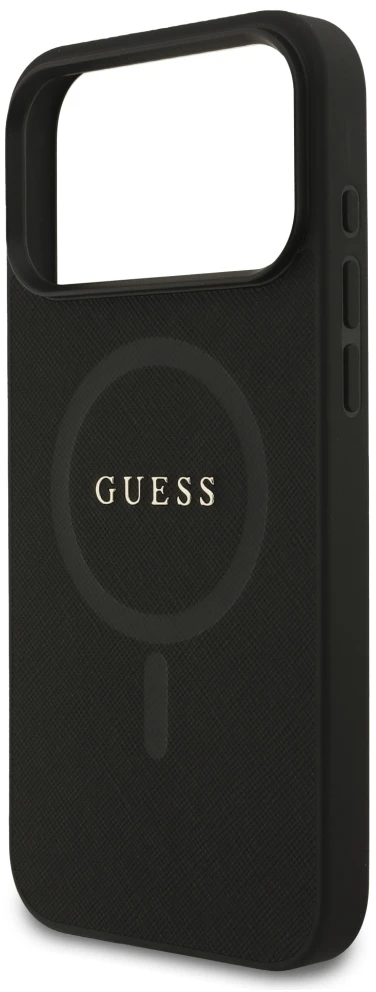Dėklas Guess Saffiano Classic Logo MagSafe Case for iPhone 17 Pro Max / 18 Pro Max - Juodas