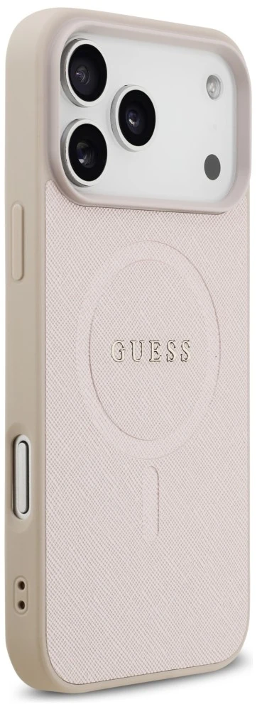 Dėklas Guess Saffiano Classic Logo MagSafe do iPhone 18 Pro Max / iPhone 17 Pro Max rožinė