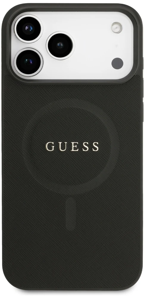 Dėklas Guess Saffiano Classic Logo MagSafe Case for iPhone 17 Pro Max / 18 Pro Max - Juodas