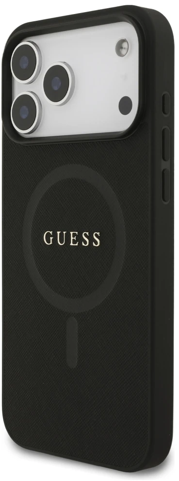 Dėklas Guess Saffiano Classic Logo MagSafe Case for iPhone 17 Pro Max / 18 Pro Max - Juodas