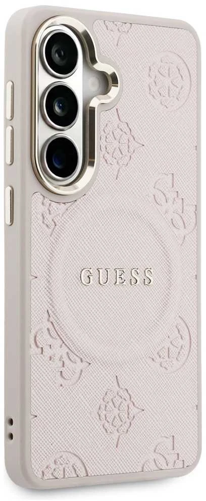 Guess „Saffiano Peony“ reljefinio žiedo formos „MagSafe“ dėklas, skirtas „Samsung Galaxy S26+“, rožinis