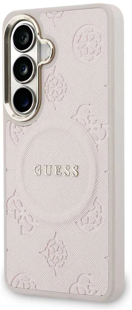 Guess „Saffiano Peony“ reljefinio žiedo formos „MagSafe“ dėklas, skirtas „Samsung Galaxy S26+“, rožinis