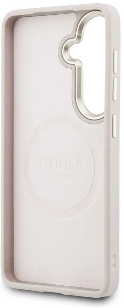 Guess „Saffiano Peony“ reljefinio žiedo formos „MagSafe“ dėklas, skirtas „Samsung Galaxy S26+“, rožinis