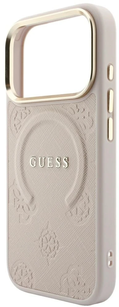 Dėklas Guess Saffiano Peony & Ring MagSafe do iPhone 18 Pro / 17 Pro rožinė