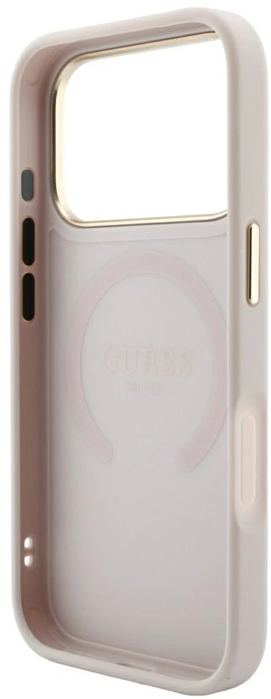 Dėklas Guess Saffiano Peony & Ring MagSafe do iPhone 18 Pro / 17 Pro rožinė