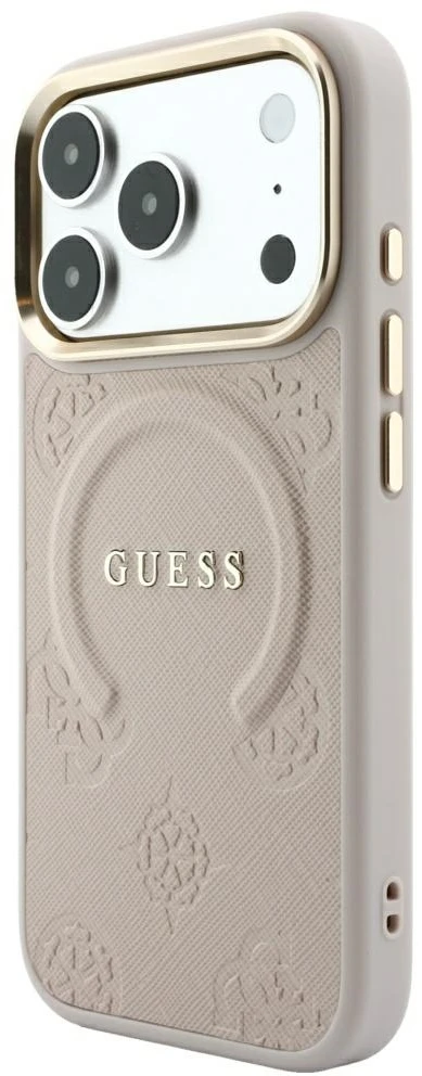 Dėklas Guess Saffiano Peony & Ring MagSafe do iPhone 18 Pro Max / 17 Pro Max rožinė