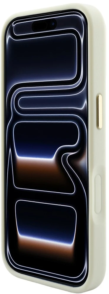Dėklas Guess Saffiano Peony & Ring MagSafe do iPhone 18 Pro / 17 Pro smėlio spalva