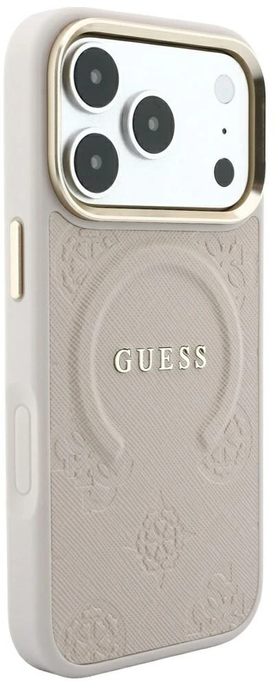 Dėklas Guess Saffiano Peony & Ring MagSafe do iPhone 18 Pro Max / 17 Pro Max rožinė