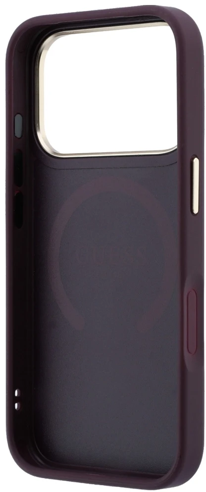 Dėklas Guess Saffiano Peony & Ring MagSafe do iPhone 18 Pro Max / 17 Pro Max bordo spalvos