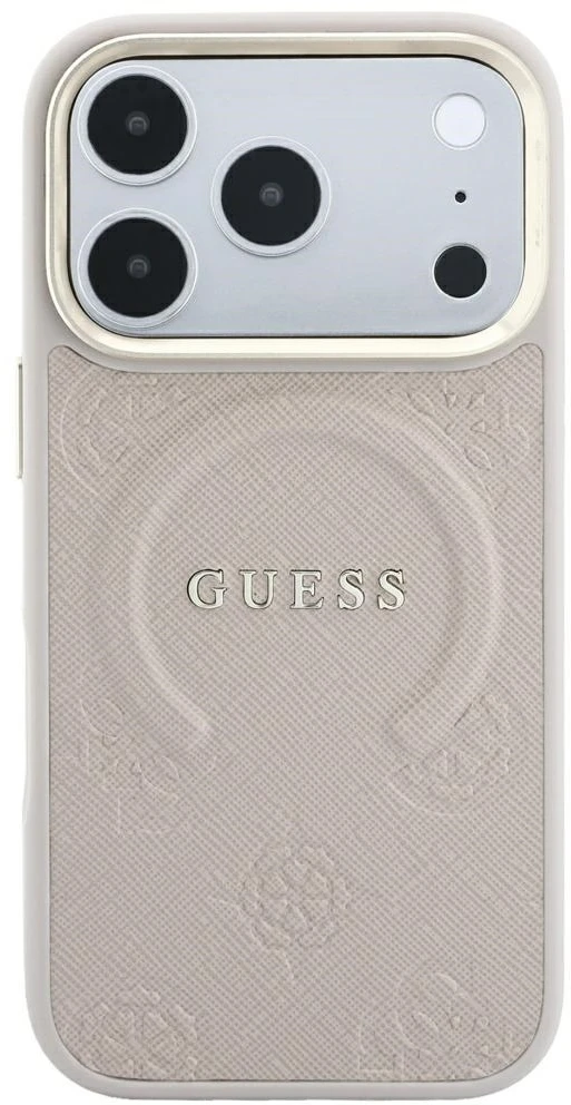 Dėklas Guess Saffiano Peony & Ring MagSafe do iPhone 18 Pro Max / 17 Pro Max rožinė