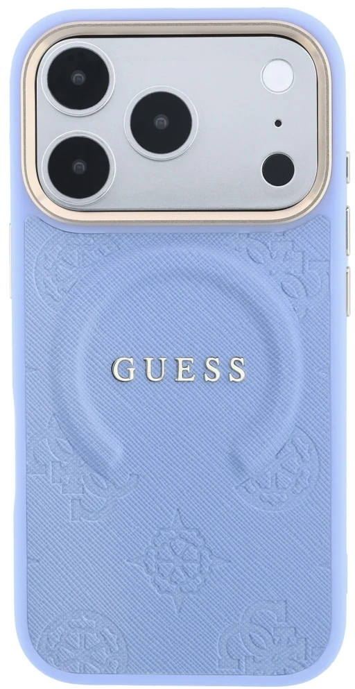 Dėklas Guess Saffiano Peony & Ring MagSafe do iPhone 18 Pro Max / 17 Pro Max Šviesiai mėlynas