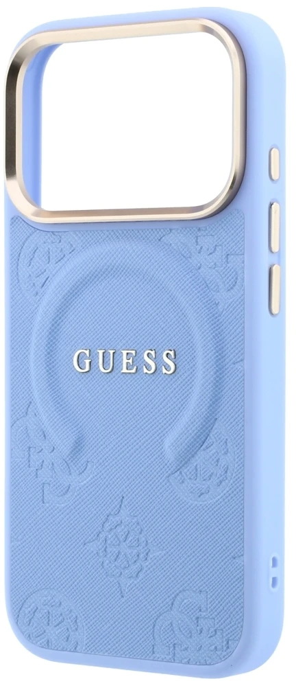 Dėklas Guess Saffiano Peony & Ring MagSafe do iPhone 18 Pro Max / 17 Pro Max Šviesiai mėlynas
