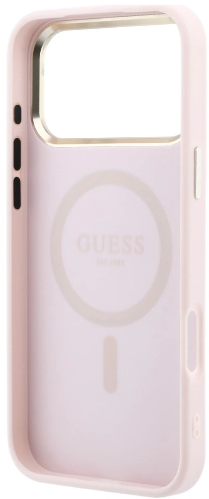 Dėklas Guess Saffiano Small 4G & Classic Logo MagSafe do iPhone 18 Pro / 17 Pro rožinė