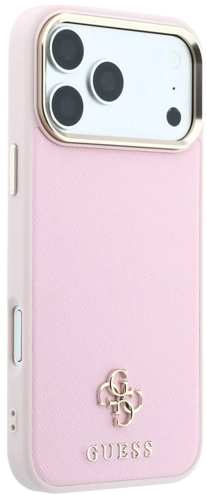 Dėklas Guess Saffiano Small 4G & Classic Logo MagSafe do iPhone 18 Pro / 17 Pro rožinė