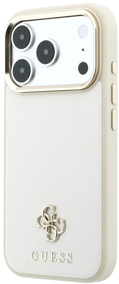 Dėklas Guess Saffiano Small 4G & Classic Logo MagSafe do iPhone 18 Pro Max / 17 Pro Max smėlio spalva