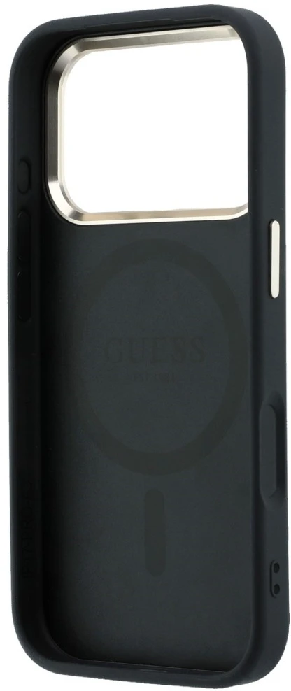 Dėklas Guess Saffiano Small 4G & Classic Logo MagSafe do iPhone 18 Pro Max / 17 Pro Max juoda