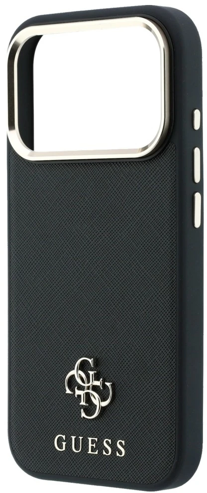Dėklas Guess Saffiano Small 4G & Classic Logo MagSafe do iPhone 18 Pro Max / 17 Pro Max juoda