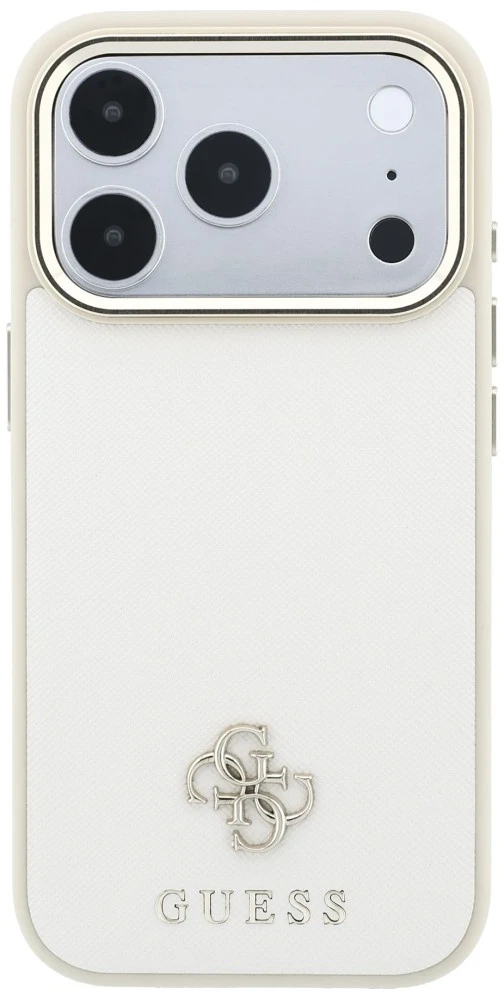Dėklas Guess Saffiano Small 4G & Classic Logo MagSafe do iPhone 18 Pro Max / 17 Pro Max smėlio spalva