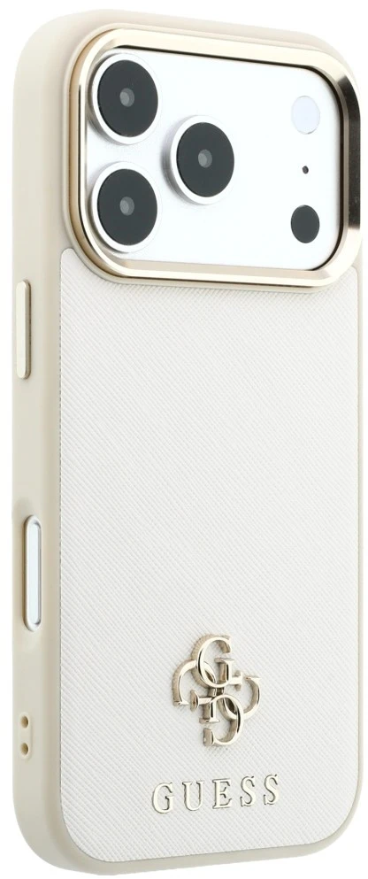 Dėklas Guess Saffiano Small 4G & Classic Logo MagSafe do iPhone 18 Pro Max / 17 Pro Max smėlio spalva