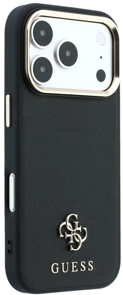 Dėklas Guess Saffiano Small 4G & Classic Logo MagSafe do iPhone 18 Pro Max / 17 Pro Max juoda