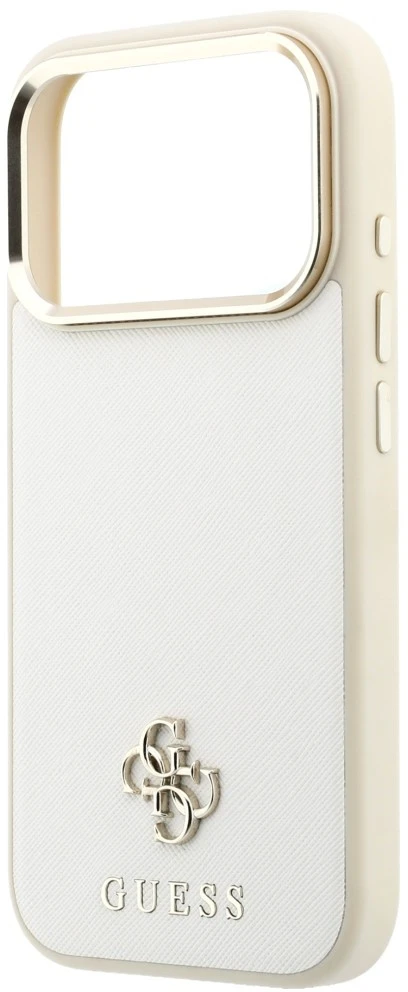 Dėklas Guess Saffiano Small 4G & Classic Logo MagSafe do iPhone 18 Pro Max / 17 Pro Max smėlio spalva