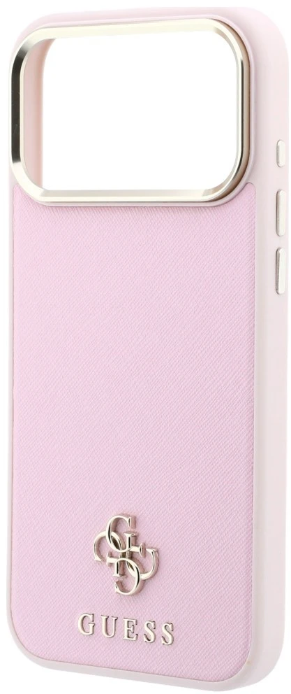 Dėklas Guess Saffiano Small 4G & Classic Logo MagSafe do iPhone 18 Pro / 17 Pro rožinė
