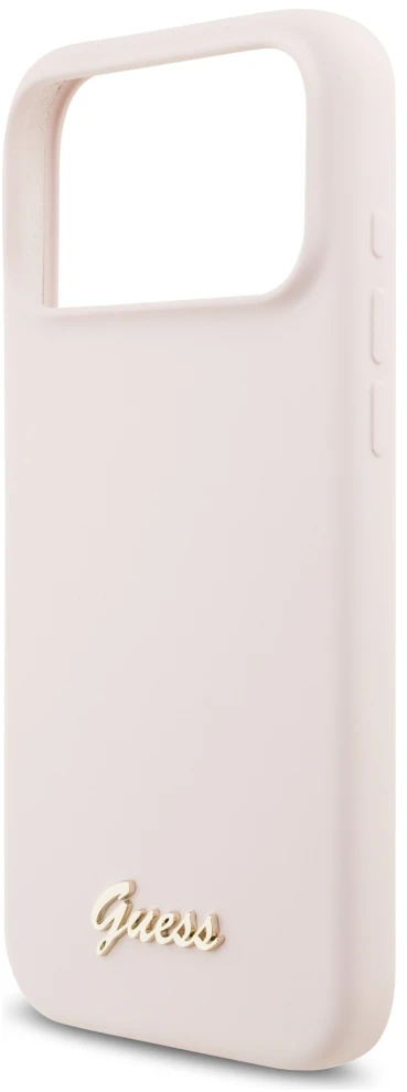 Dėklas Cg Mobile Sas Guess Silicone Script Metal Logo MagSafe case for Iphone 18 Pro Max / iPhone 17 Pro Max pink