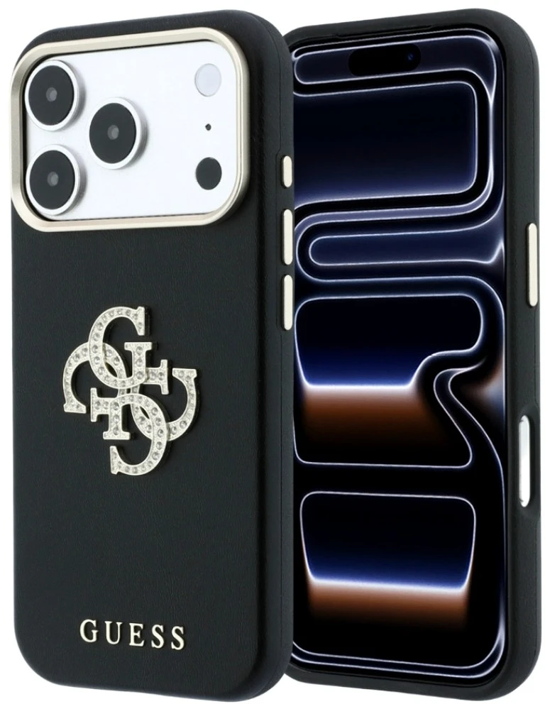 Dėklas Guess Smooth & Big Strass Logo & Strap Case for iPhone 18 Pro Max / 17 Pro Max juodas