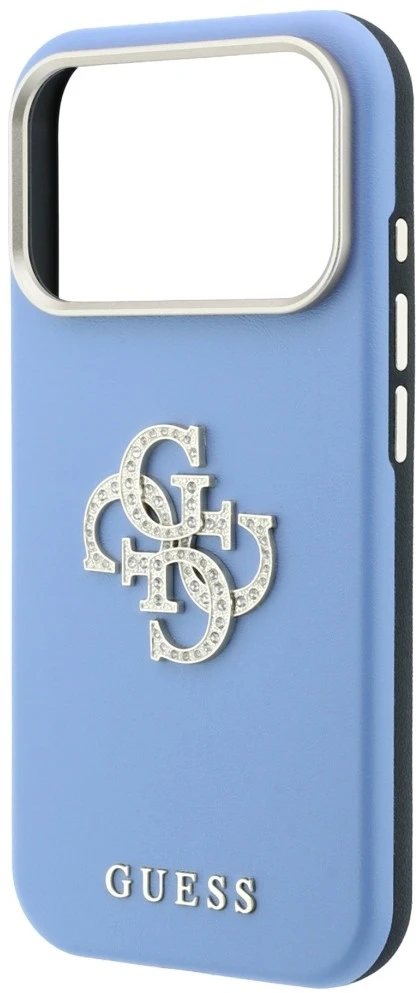 Dėklas Guess Smooth & Big Strass Logo, skirtas iPhone 18 Pro / 17 Pro, mėlynas