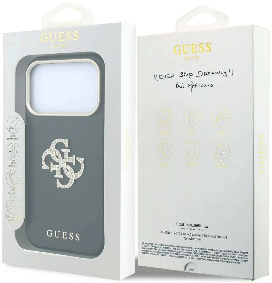 Dėklas Guess Smooth & Big Strass Logo do iPhone 18 Pro Max / 17 Pro Max juoda