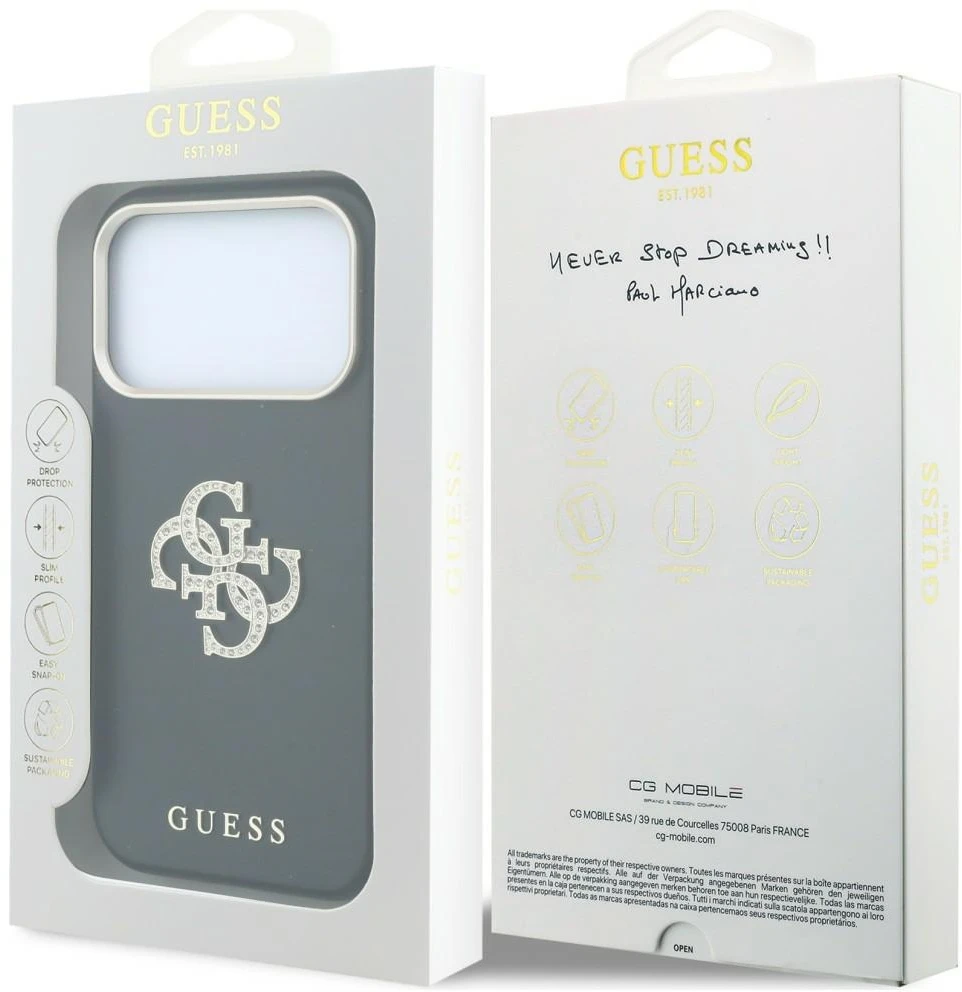 Dėklas Guess Smooth & Big Strass Logo do iPhone 18 Pro / 17 Pro juoda