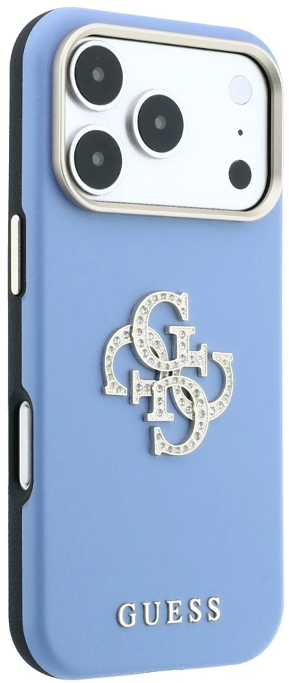 Dėklas Guess Smooth & Big Strass Logo, skirtas iPhone 18 Pro / 17 Pro, mėlynas