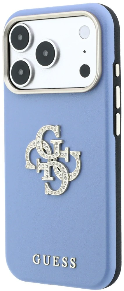 Dėklas Guess Smooth & Big Strass Logo, skirtas iPhone 18 Pro / 17 Pro, mėlynas