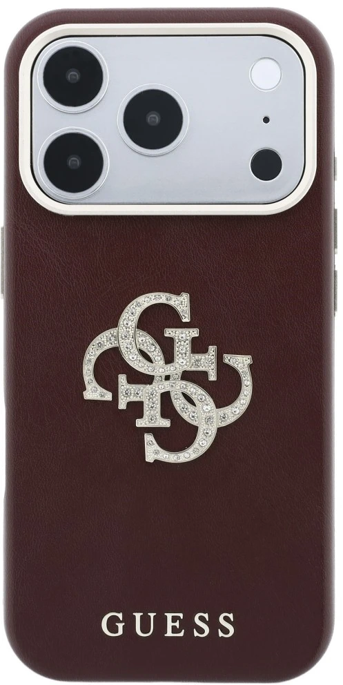 Dėklas Guess Smooth & Big Strass Logo case for iPhone 18 Pro Max / 17 Pro Max - burgundy