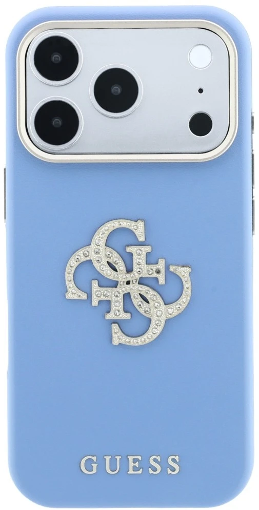 Dėklas Guess Smooth & Big Strass Logo, skirtas iPhone 18 Pro / 17 Pro, mėlynas