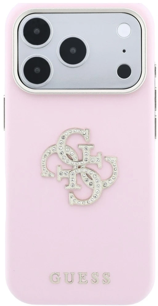 Dėklas Guess Smooth & Big Strass Logo do iPhone 18 Pro / 17 Pro rožinė