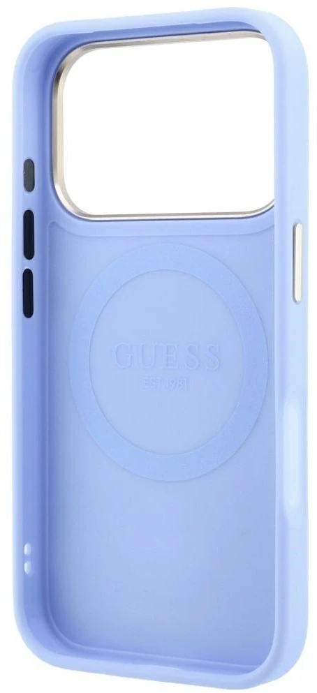 Dėklas Guess Stripe Peony 4G Logo MagSafe do iPhone 18 Pro / 17 Pro Šviesiai mėlynas