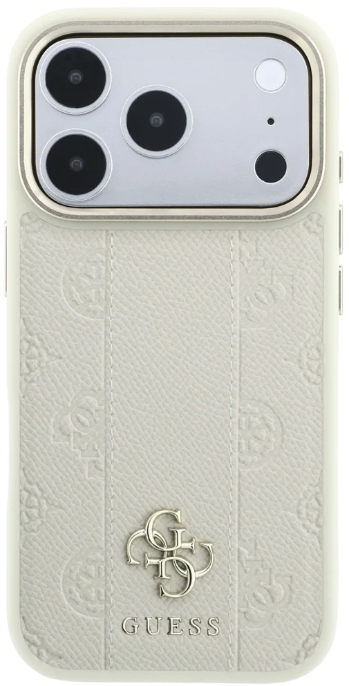 Dėklas Guess Stripe Peony 4G Logo MagSafe Case for iPhone 18 Pro / 17 Pro - rusvai gelsvas