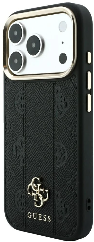 Dėklas Guess Stripe Peony 4G Logo MagSafe do iPhone 18 Pro / 17 Pro juoda