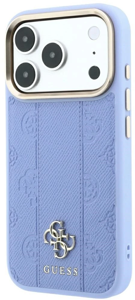Dėklas Guess Stripe Peony 4G Logo MagSafe do iPhone 18 Pro Max / 17 Pro Max Šviesiai mėlynas