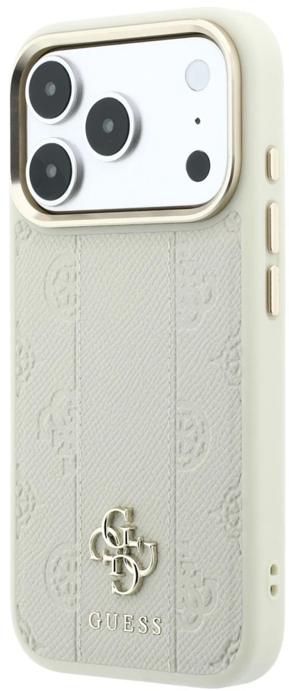 Dėklas Guess Stripe Peony 4G Logo MagSafe Case for iPhone 18 Pro / 17 Pro - rusvai gelsvas