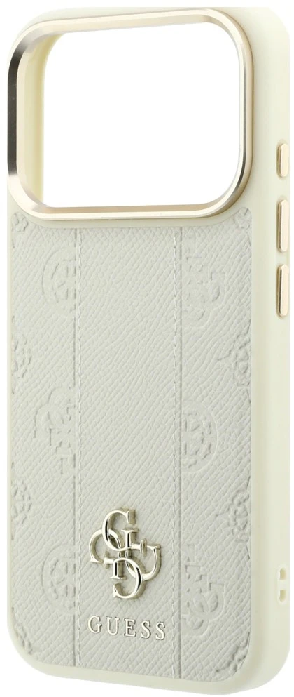 Dėklas Guess Stripe Peony 4G Logo MagSafe do iPhone 18 Pro / 17 Pro smėlio spalva