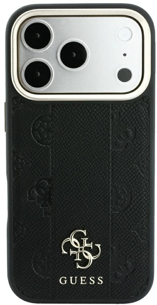 Dėklas Guess Stripe Peony 4G Logo MagSafe do iPhone 18 Pro Max / 17 Pro Max juoda