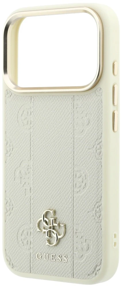 Dėklas Guess Stripe Peony 4G Logo MagSafe Case for iPhone 18 Pro / 17 Pro - rusvai gelsvas