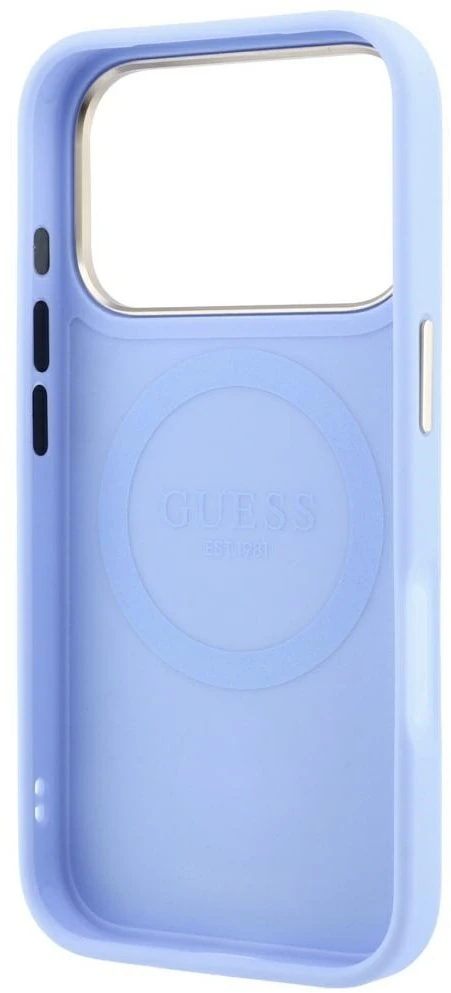Dėklas Guess Stripe Peony 4G Logo MagSafe do iPhone 18 Pro Max / 17 Pro Max Šviesiai mėlynas
