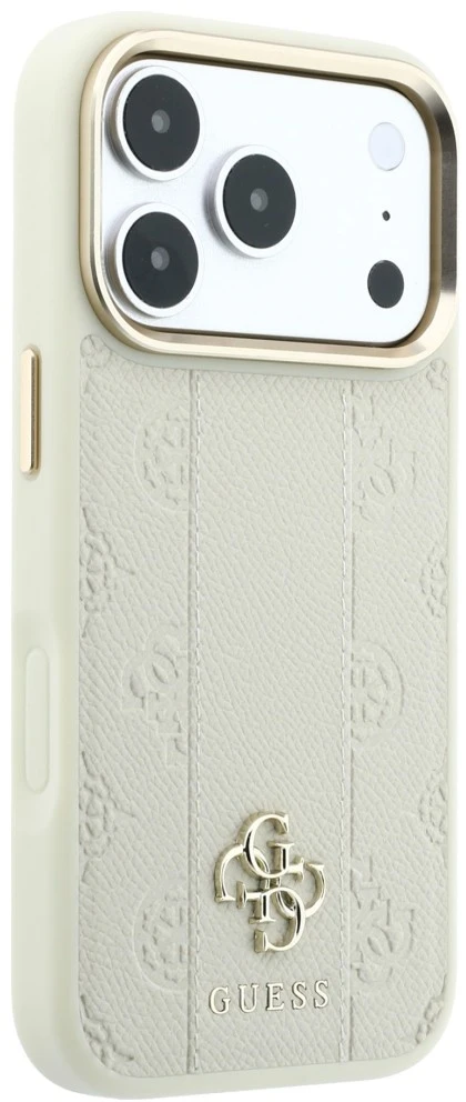 Dėklas Guess Stripe Peony 4G Logo MagSafe Case for iPhone 18 Pro / 17 Pro - rusvai gelsvas