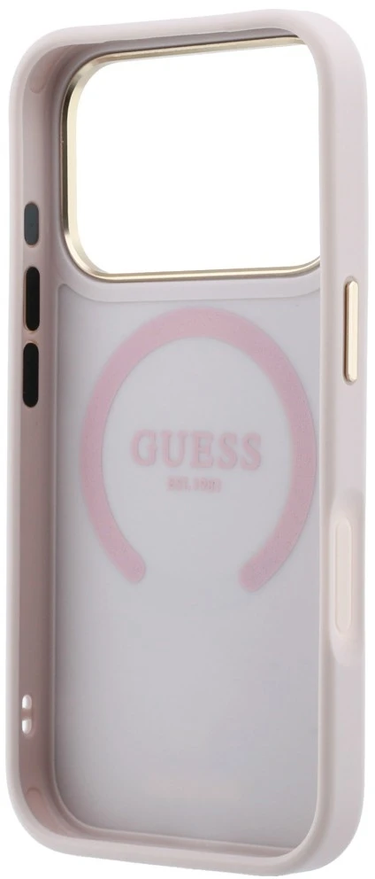 Dėklas Guess Stripe Peony 4G Logo MagSafe skirtas Iphone 18 Pro Max/ 17 Pro Max rožinės spalvos