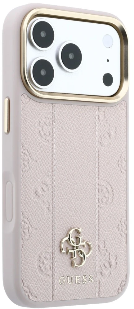 Dėklas Guess Stripe Peony 4G Logo MagSafe skirtas Iphone 18 Pro Max/ 17 Pro Max rožinės spalvos