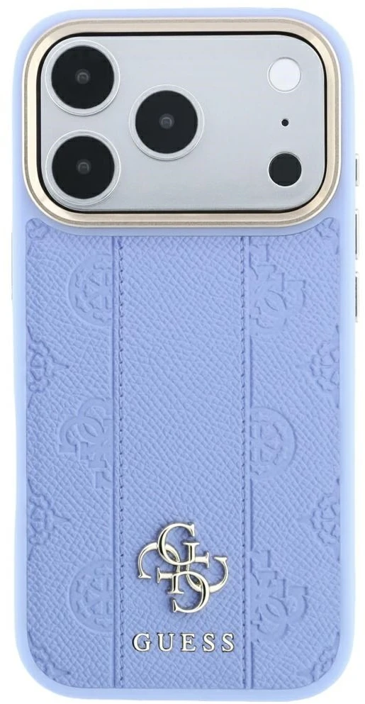 Dėklas Guess Stripe Peony 4G Logo MagSafe do iPhone 18 Pro / 17 Pro Šviesiai mėlynas